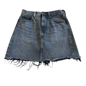 Everlane The Denim Skirt Dark Grey Raw Hem Mini Length 100% Cotton Size 25 Women